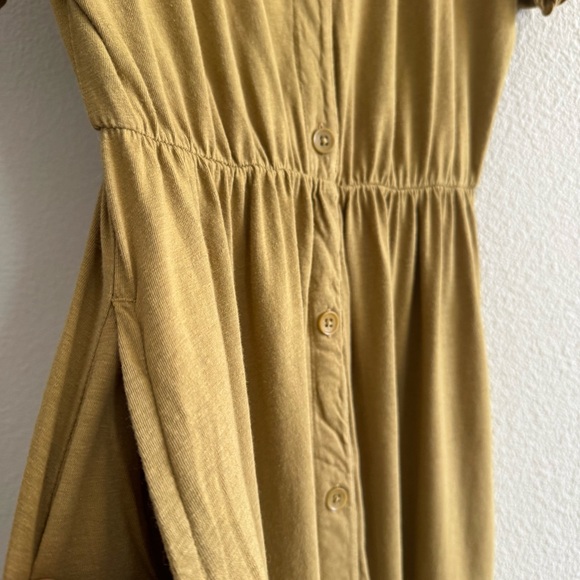 Pact Fennel The Portside Organic Cotton Linen Front Button Dress V Neck - Picture 8 of 15